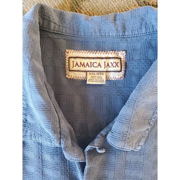 JAMAICA JAXX Shirt Mens 2XL XXL Button Down Blue Hawaiian 100% Silk Short Sleeve - Picture 3 of 8